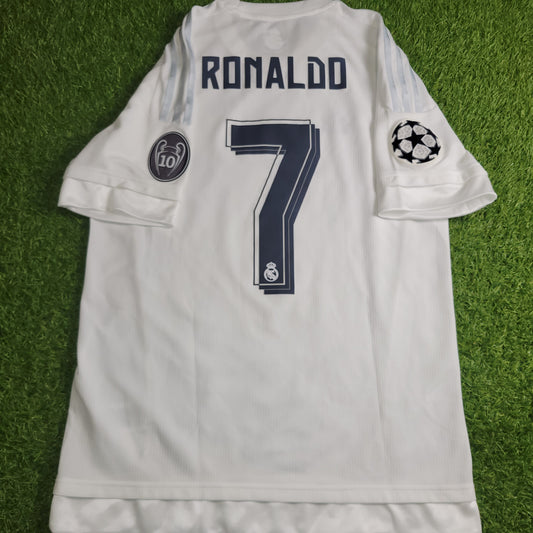 Cristiano Ronaldo Real Madrid 2015 2016 UEFA FINAL Home Soccer Jersey Shirt M SKU# S12614