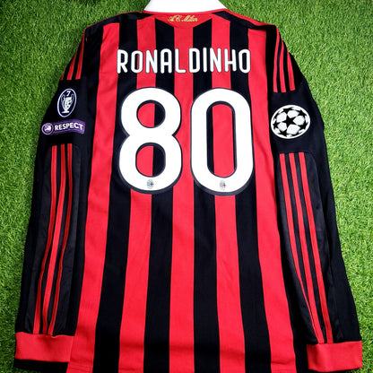 Ronaldinho AC Milan 2009 2010 UEFA Long Sleeve Soccer Jersey Shirt L SKU# E84180