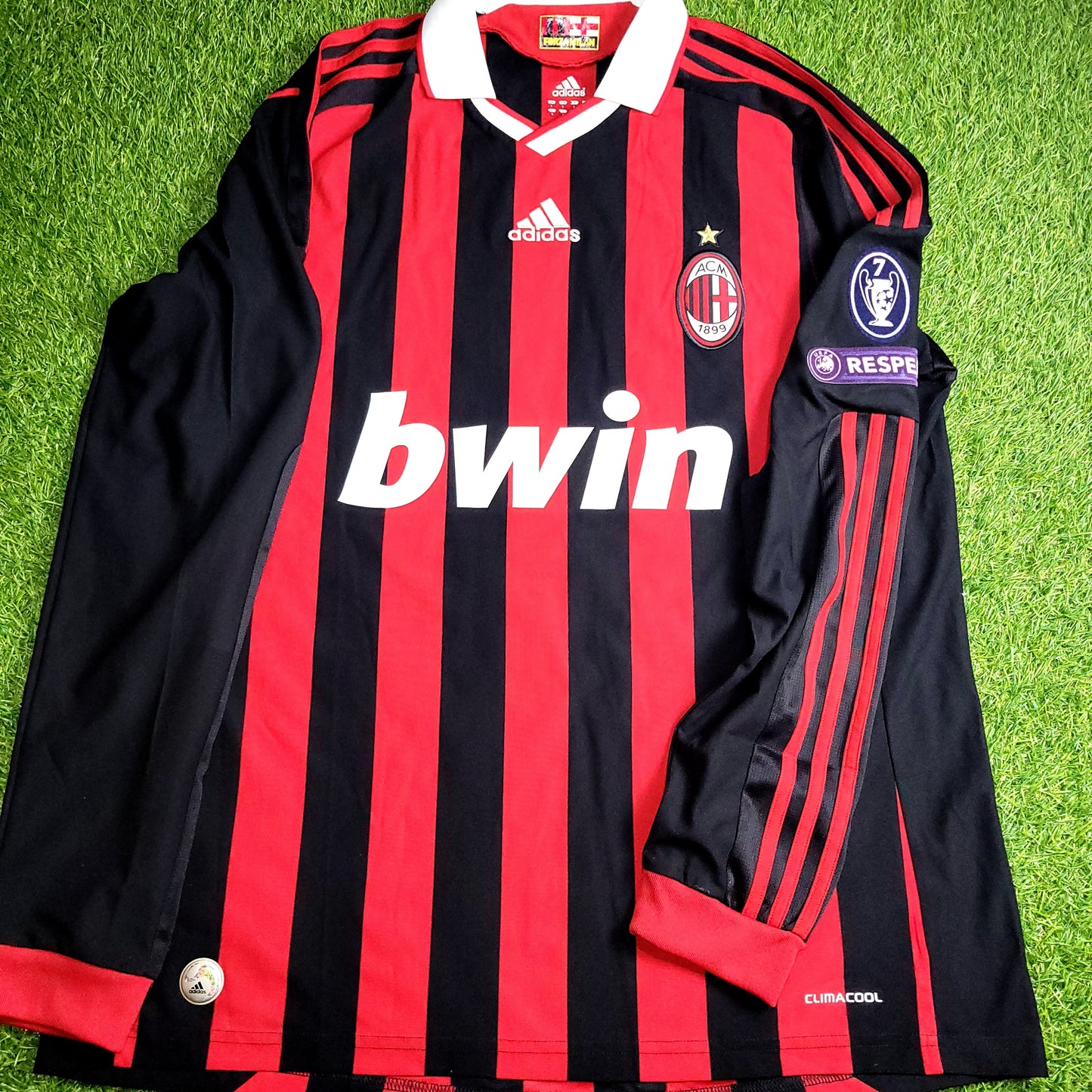 Ronaldinho AC Milan 2009 2010 UEFA Long Sleeve Soccer Jersey Shirt L SKU# E84180