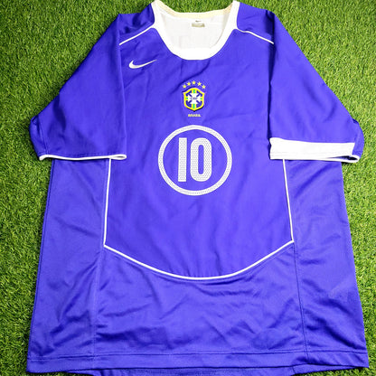 Ronaldinho Nike Brazil 2004 Away Soccer Jersey Shirt L SKU# 788794