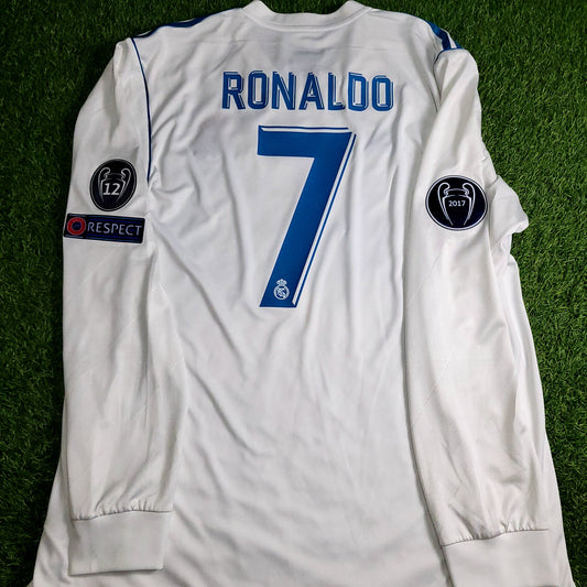 Cristiano Ronaldo Real Madrid 2017 2018 LAST GAME UEFA FINAL Long Sleeve Soccer Jersey Shirt XL SKU#  B31106