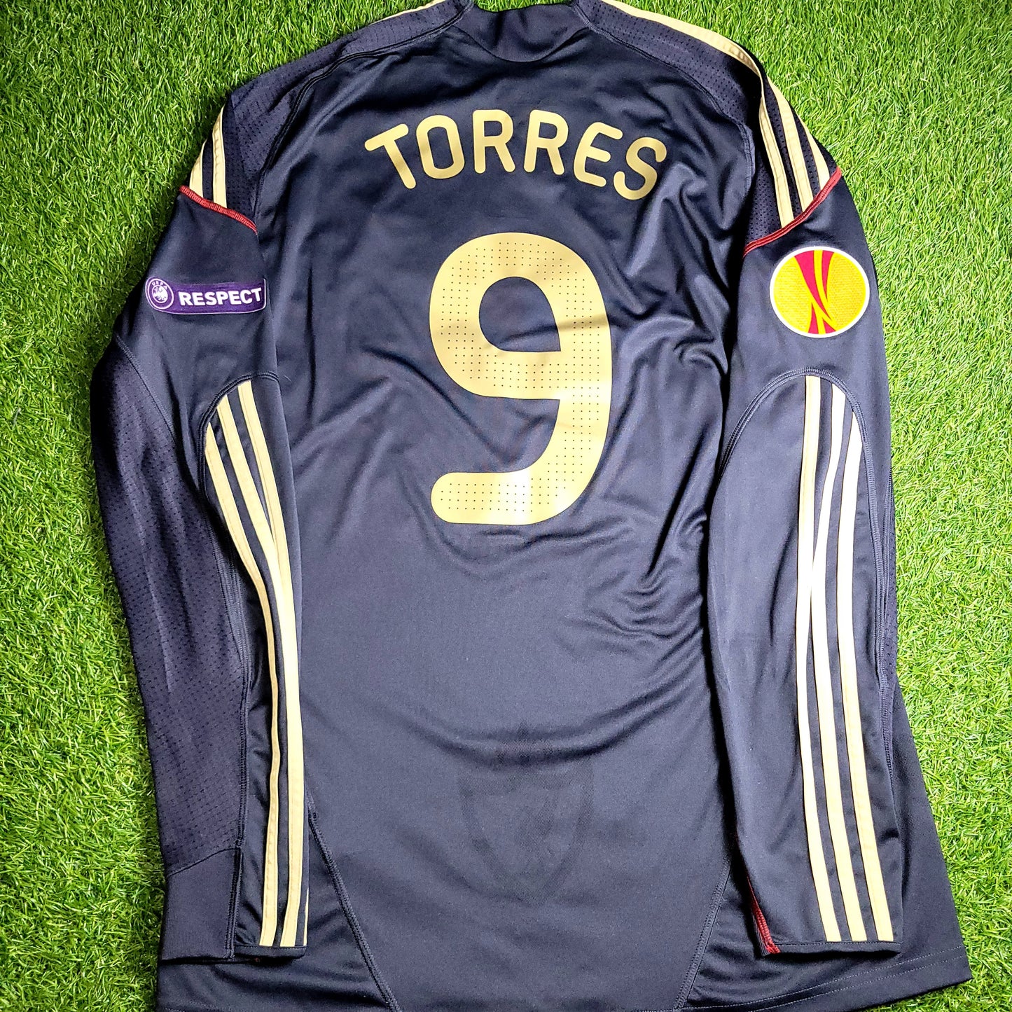 Torres Liverpool 2009 2010 EUROPA LEAGUE Long Sleeve Away Soccer Jersey Shirt L