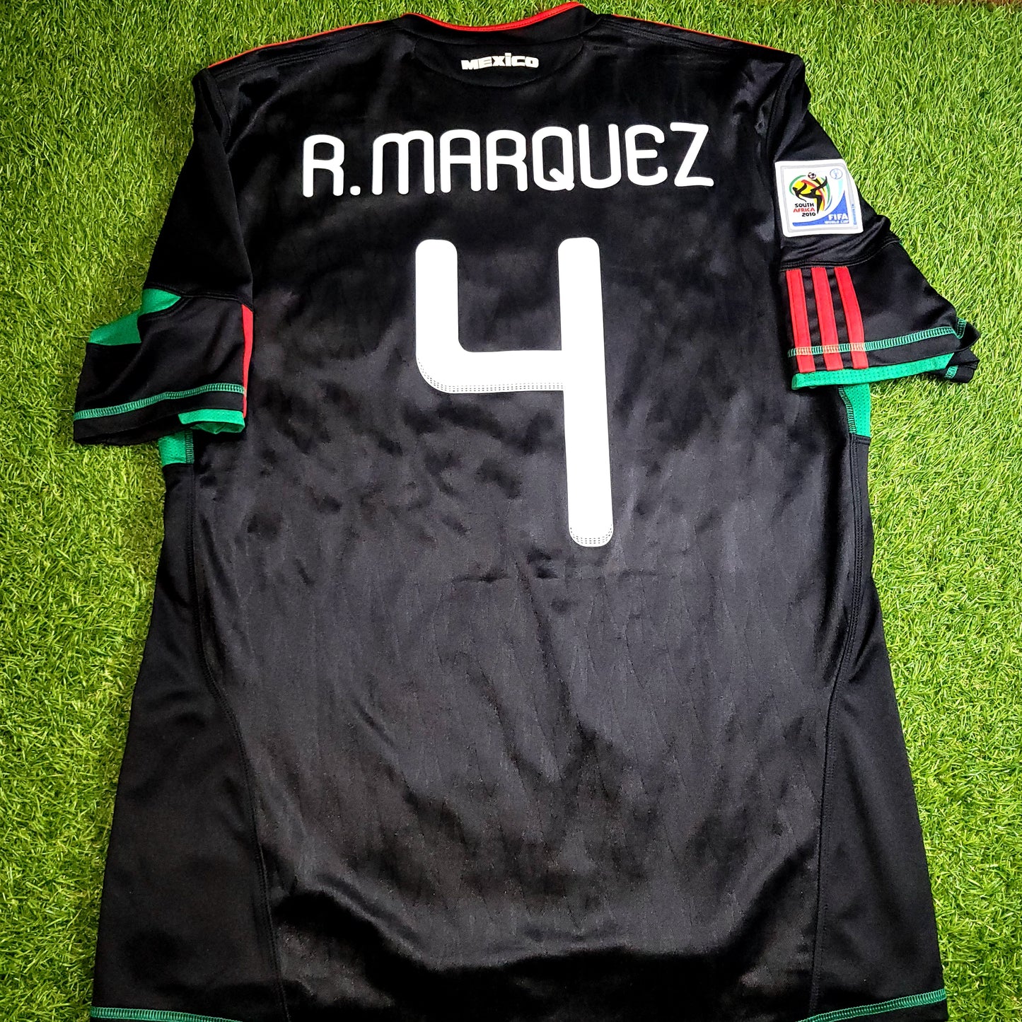 Marquez Mexico 2010 WORLD CUP Away Black Soccer Jersey Shirt L SKU# P41397