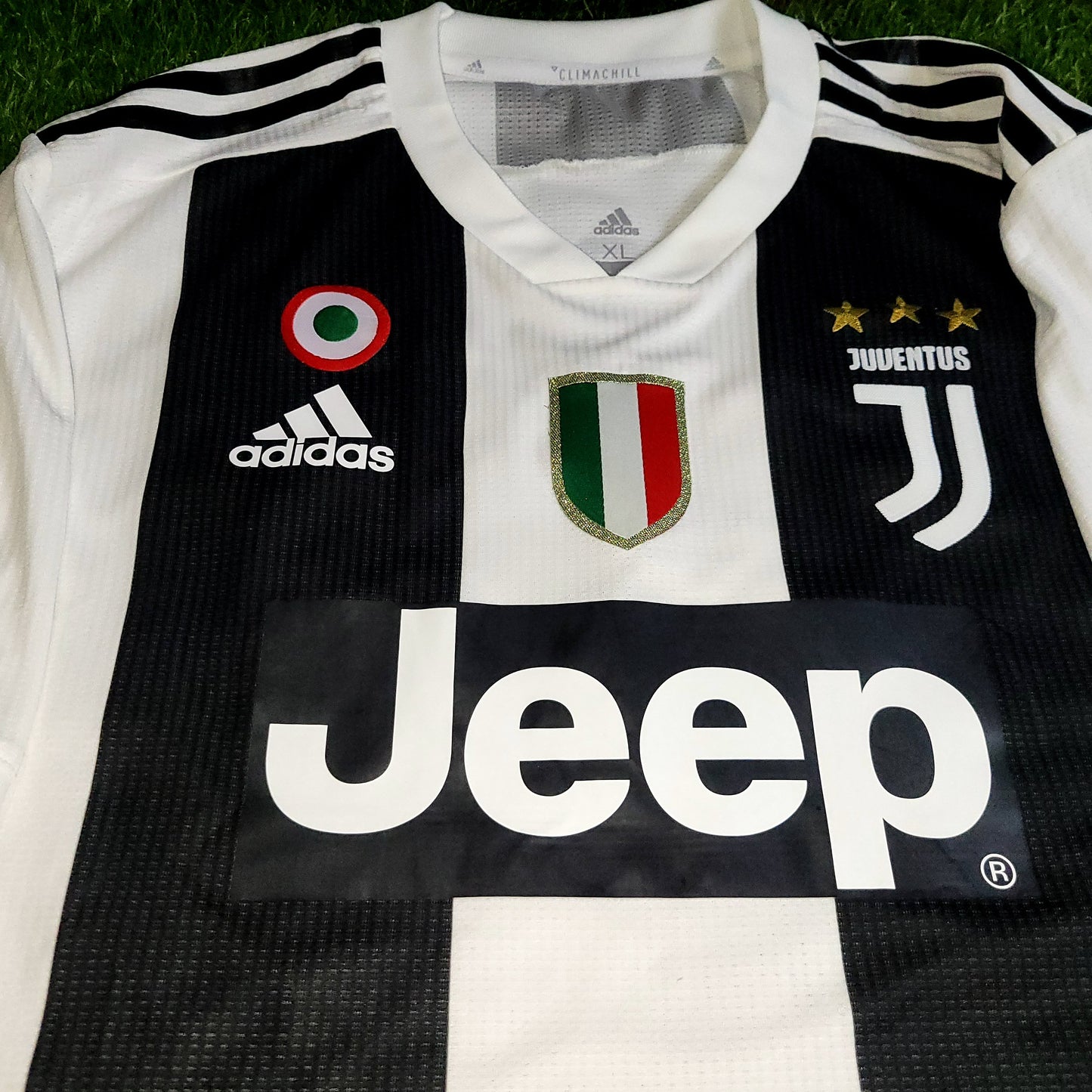 Cristiano Ronaldo Juventus 2018 2019 DEBUT UEFA PLAYER ISSUE Soccer Jersey Shirt XL SKU# CF3493