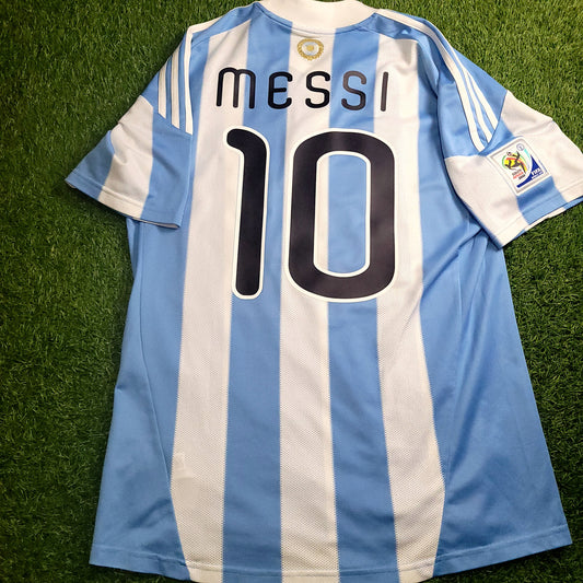 Messi Argentina 2010 WORLD CUP Home Soccer Jersey Shirt M SKU# P79919