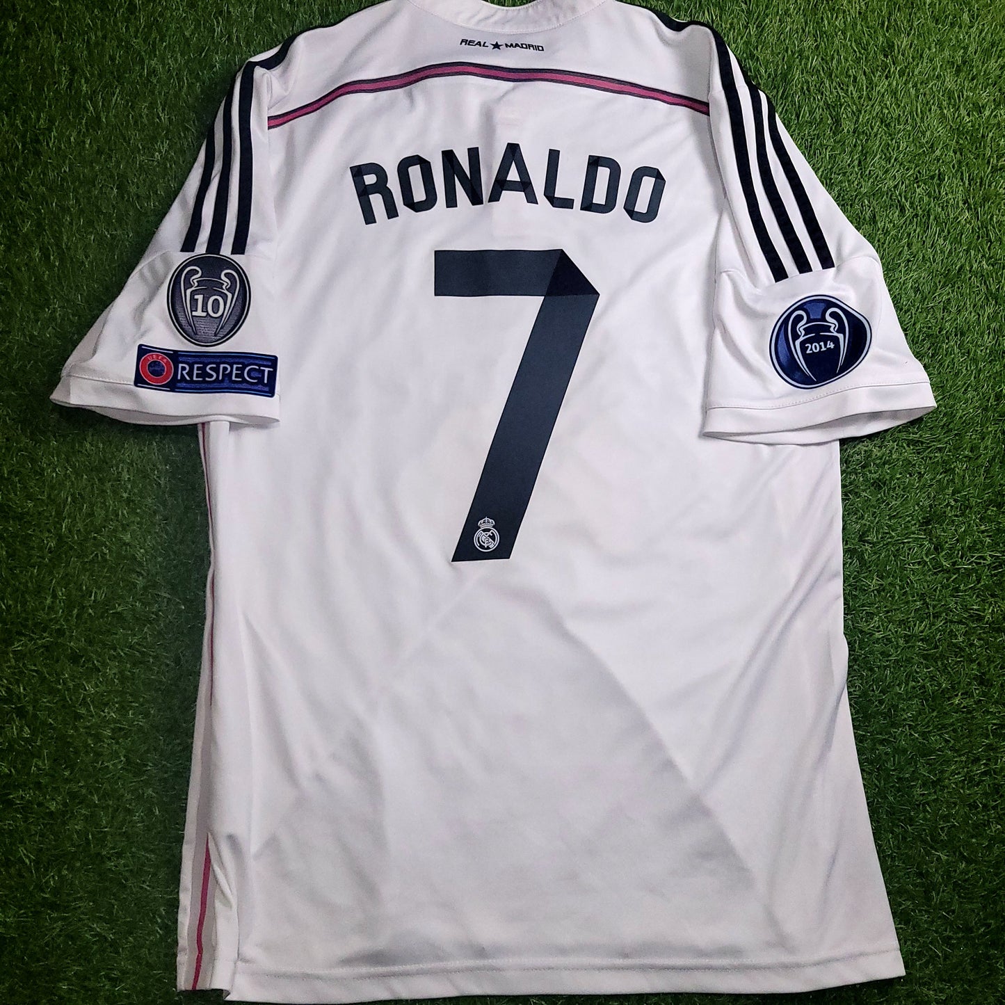 Cristiano Ronaldo Real Madrid 2014 2015 UEFA Home Soccer Jersey Shirt L SKU# F50637