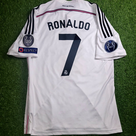 Cristiano Ronaldo Real Madrid 2014 2015 UEFA Home Soccer Jersey Shirt L SKU# F50637