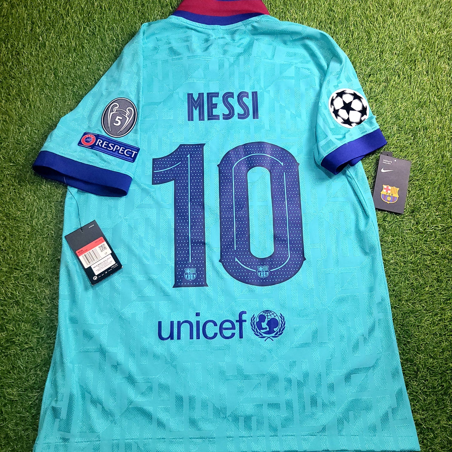 Messi Barcelona 2019 2020 UEFA PLAYER ISSUE Third Soccer Jersey Shirt BNWT L SKU# AR9343-310