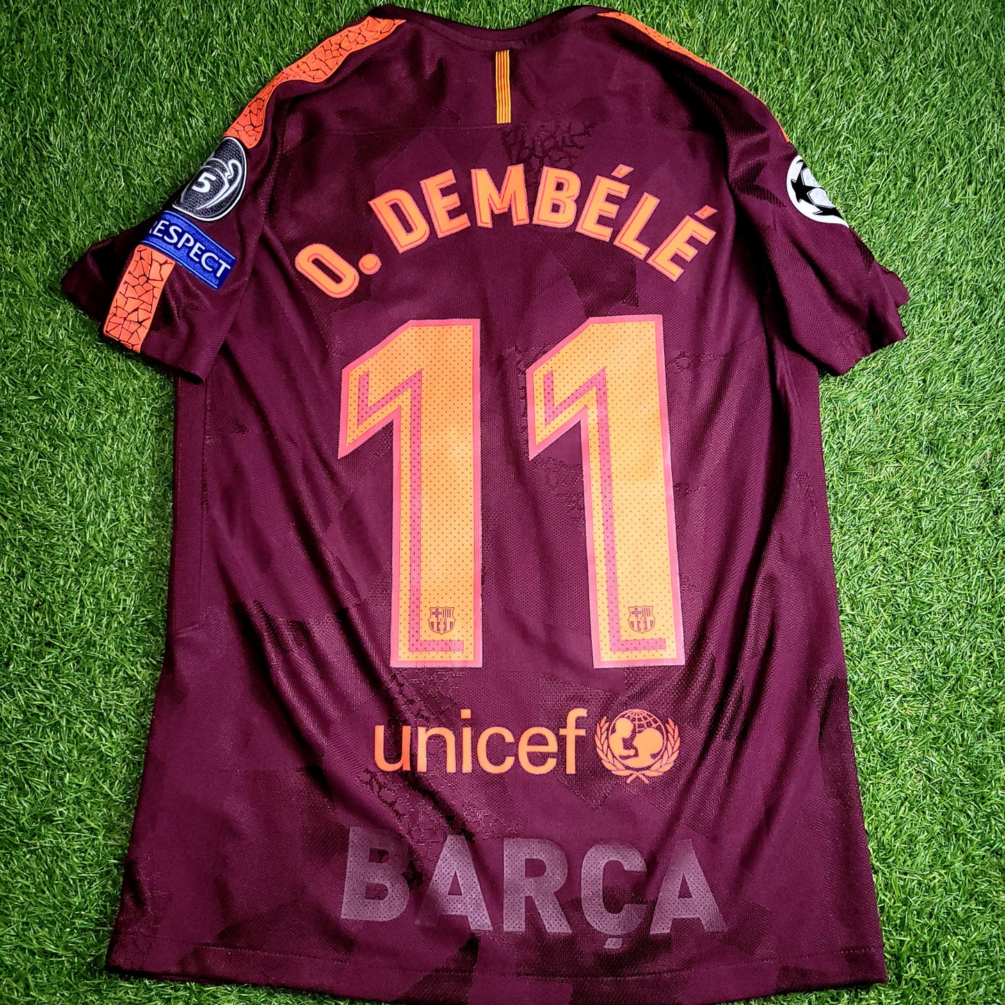 Dembele Barcelona 2017 2018 Third UEFA PLAYER ISSUE Soccer Jersey Shirt M SKU# 847188-683