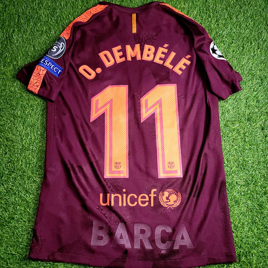 Dembele Barcelona 2017 2018 Third UEFA PLAYER ISSUE Soccer Jersey Shirt M SKU# 847188-683