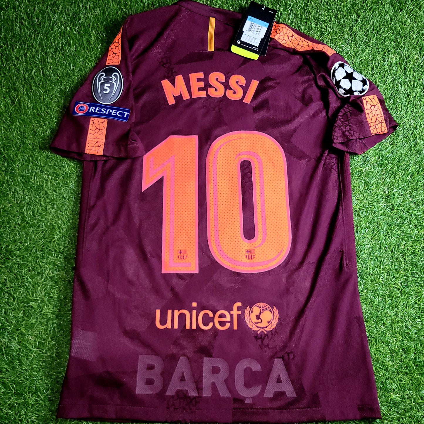 Messi Barcelona 2017 2018 Third UEFA PLAYER ISSUE Soccer Jersey BNWT M SKU# 847188-683
