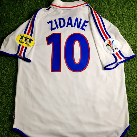 Zidane France 2000 EURO CUP Away Soccer Jersey L SKU# 647189