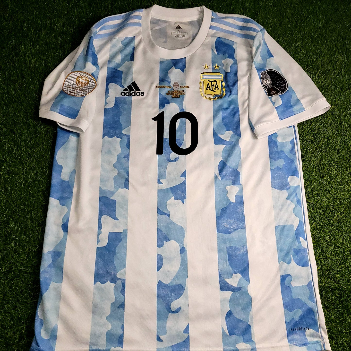 Messi Argentina 2020 2021 2022 COPA AMERICA FINAL Soccer Jersey L SKU# FS6565