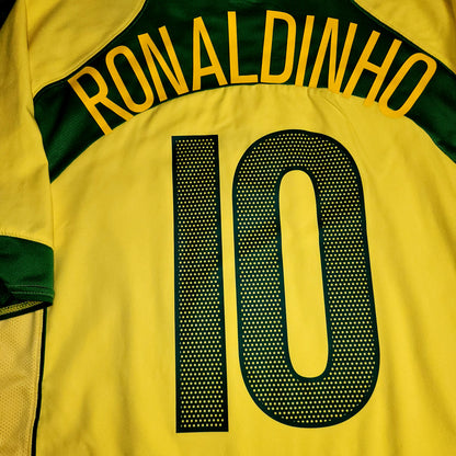 Ronaldinho Brazil 2004 Home Soccer Jersey Shirt L