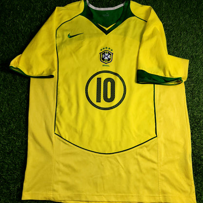 Ronaldinho Brazil 2004 Home Soccer Jersey Shirt L