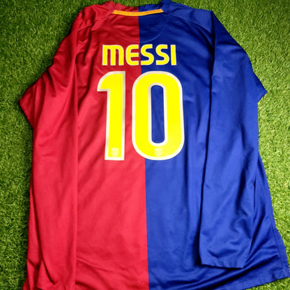 Messi Barcelona TREBLE SEASON 2008 2009 Home Long Sleeve Soccer Jersey XL SKU# 286785-655