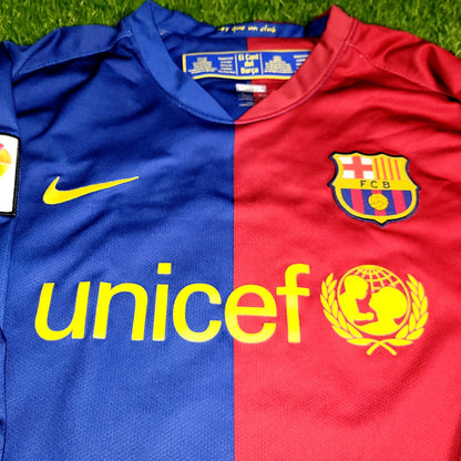 Messi Barcelona TREBLE SEASON 2008 2009 Home Long Sleeve Soccer Jersey XL SKU# 286785-655