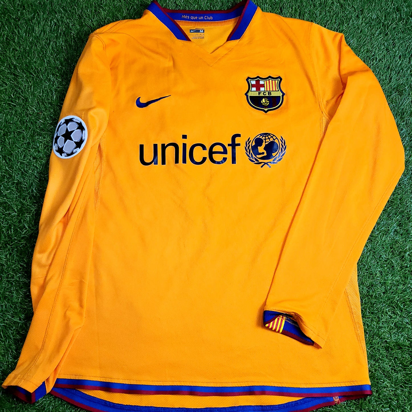 Messi Barcelona 2007 2008 Third Long Sleeve Soccer Jersey M SKU# 244795-818