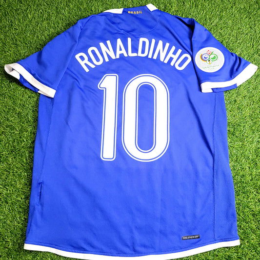 Ronaldinho Brazil 2006 WORLD CUP Away Soccer Jersey M SKU# U6DHA 103890