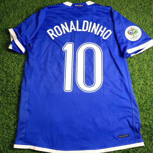 Ronaldinho Brazil 2006 World Cup Away Soccer Jersey L SKU# F6DHA 103890
