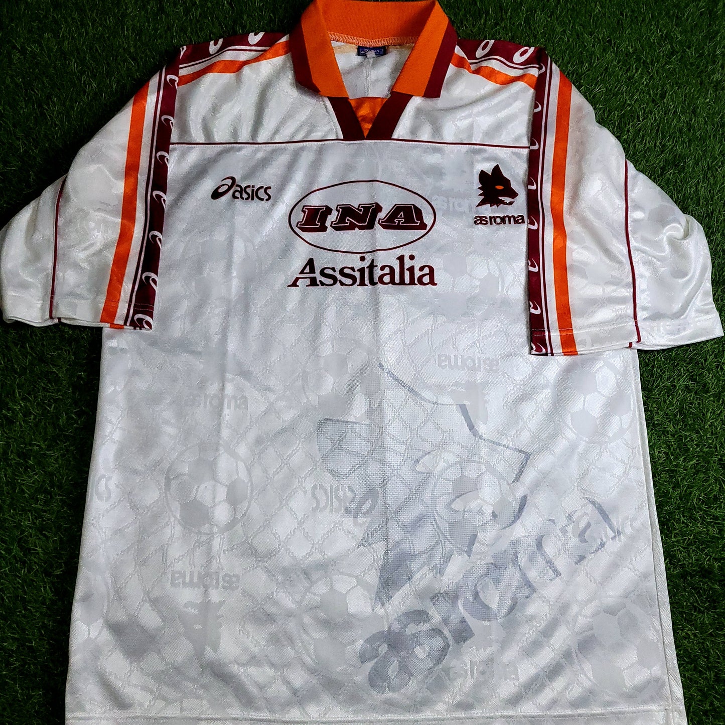 Totti As Roma Asics 1995 1996 Away Soccer Jersey L