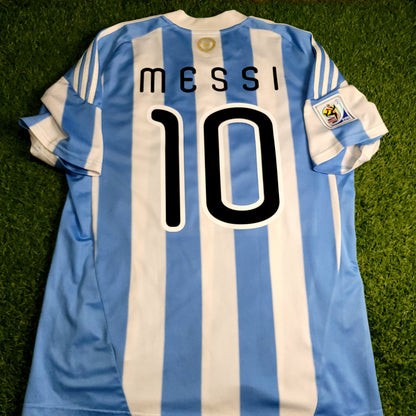 Messi Argentina 2010 WORLD CUP Home Soccer Jersey L SKU# P79919