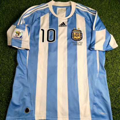 Messi Argentina 2010 WORLD CUP Home Soccer Jersey L SKU# P79919