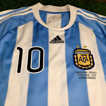 Messi Argentina 2010 WORLD CUP Home Soccer Jersey L SKU# P79919