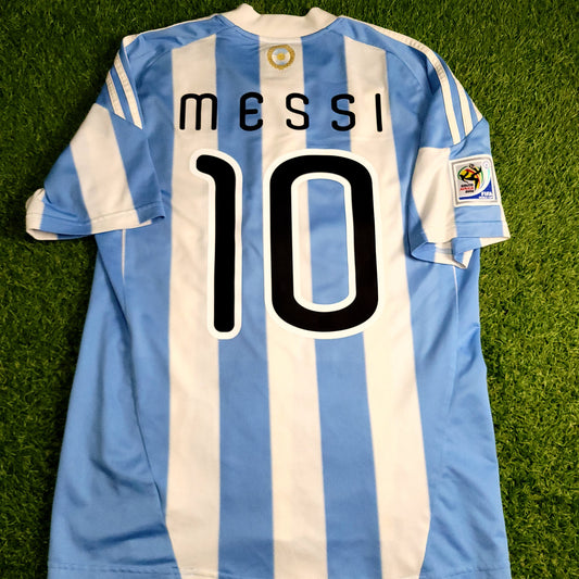 Messi Argentina 2010 WORLD CUP Home Soccer Jersey M SKU# P79919