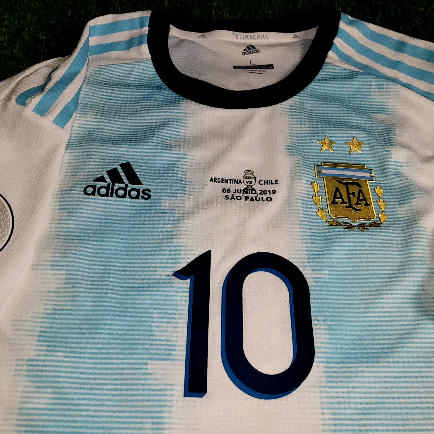 Messi Argentina 2019 COPA AMERICA PLAYER ISSUE Soccer Jersey L SKU# DP0225