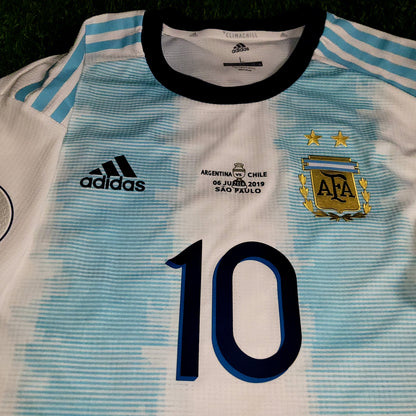 Messi Argentina 2019 COPA AMERICA PLAYER ISSUE Soccer Jersey L SKU# DP0225