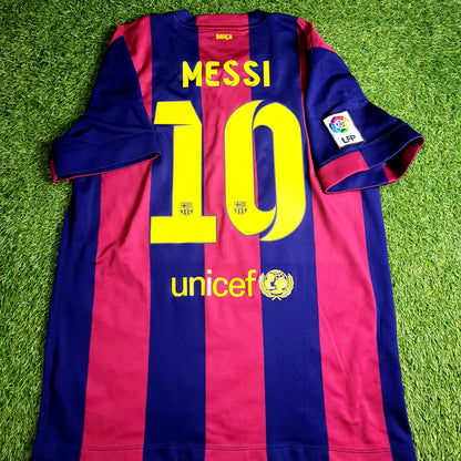 Messi Barcelona 2014 2015 TREBLE SEASON Soccer Jersey L SKU# 610594-422 - ForeverSoccerJerseys