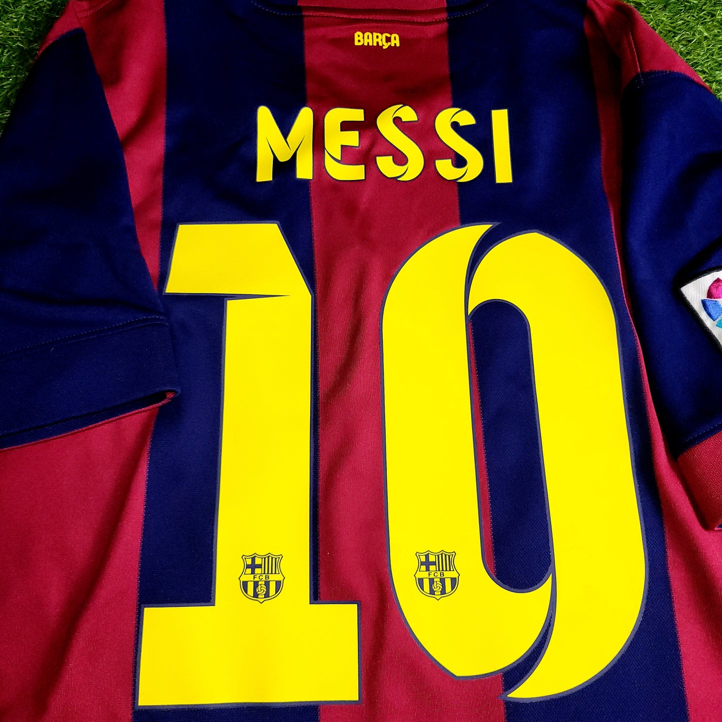 Messi Barcelona 2014 2015 TREBLE SEASON Soccer Jersey L SKU# 610594-422 - ForeverSoccerJerseys
