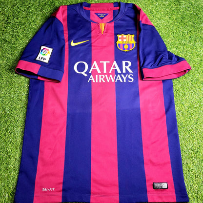 Messi Barcelona 2014 2015 TREBLE SEASON Soccer Jersey L SKU# 610594-422 - ForeverSoccerJerseys