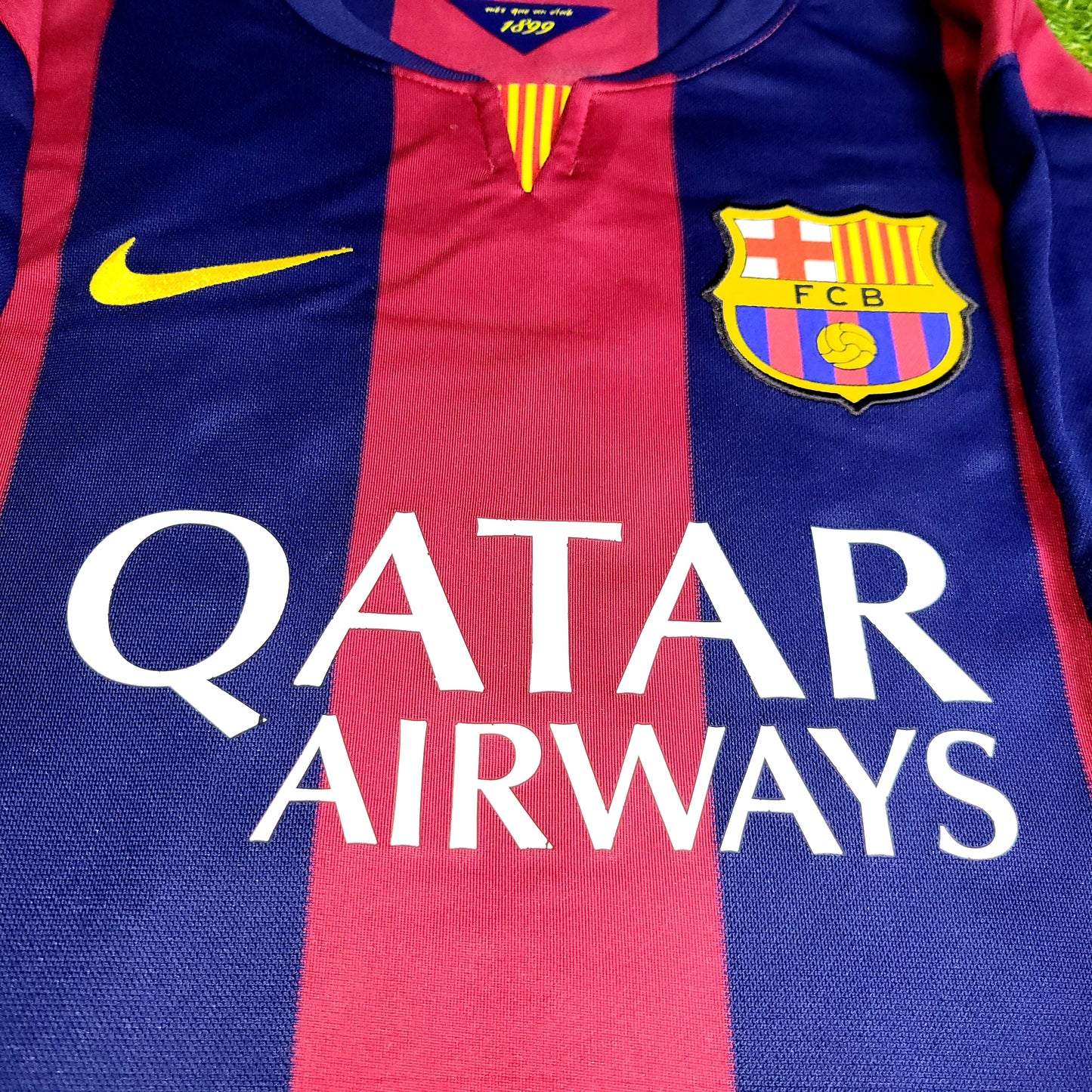 Messi Barcelona 2014 2015 TREBLE SEASON Soccer Jersey L SKU# 610594-422 - ForeverSoccerJerseys