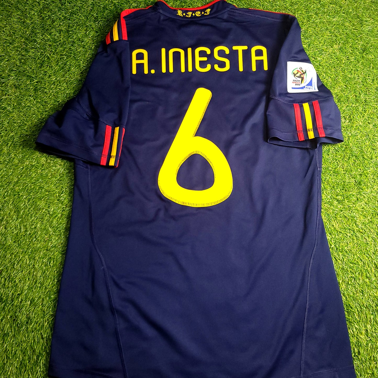 Iniesta Spain 2010 WORLD CUP Final Away Soccer Jersey M SKU# P47896 - ForeverSoccerJerseys