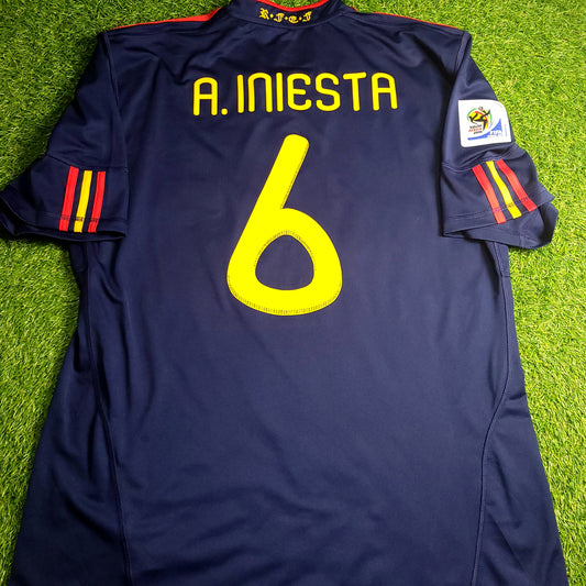 Iniesta Spain 2010 WORLD CUP FINAL Soccer Away Jersey XL SKU# P47896 - ForeverSoccerJerseys