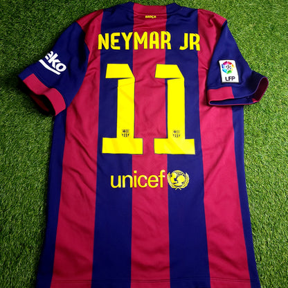 Neymar Barcelona 2014 2015 TREBLE Soccer Jersey M SKU# 610594-422 - ForeverSoccerJerseys