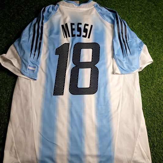 Messi Argentina 2004 2005 DEBUT Home Soccer Jersey L SKU# 645789 - ForeverSoccerJerseys