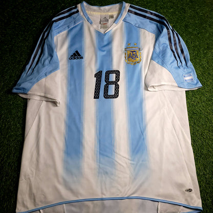 Messi Argentina 2004 2005 DEBUT Home Soccer Jersey L SKU# 645789 - ForeverSoccerJerseys