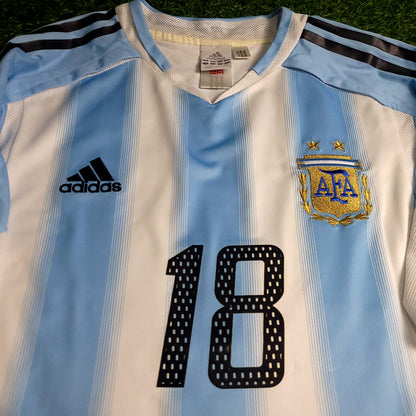 Messi Argentina 2004 2005 DEBUT Home Soccer Jersey L SKU# 645789 - ForeverSoccerJerseys