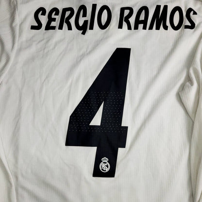 Ramos Real Madrid Away PLAYER ISSUE 2018 2019 Soccer Jersey L SKU# DQ0869 - ForeverSoccerJerseys