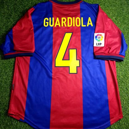 Guardiola Barcelona 1998 1999 Home Soccer Jersey L
