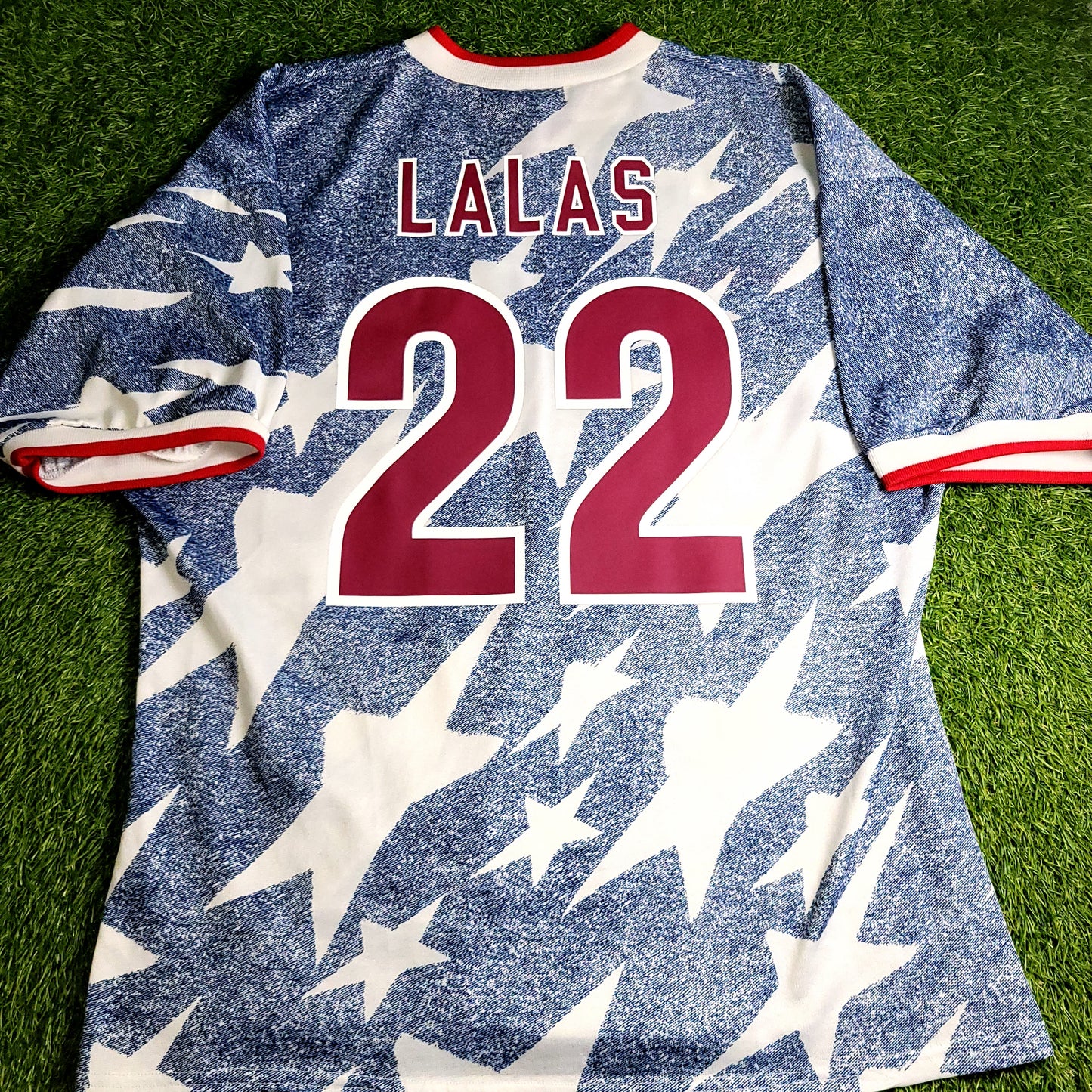 Lalas USA 1994 World Cup US Blue Denim Away Soccer Jersey XL - ForeverSoccerJerseys