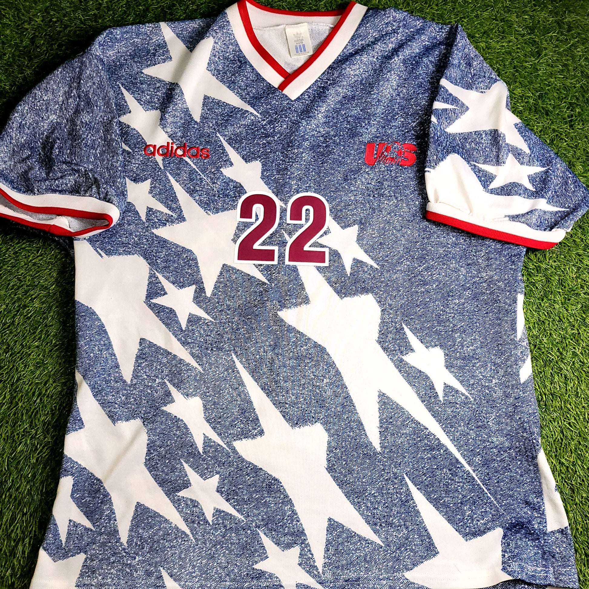 Lalas USA 1994 World Cup US Blue Denim Away Soccer Jersey XL - ForeverSoccerJerseys