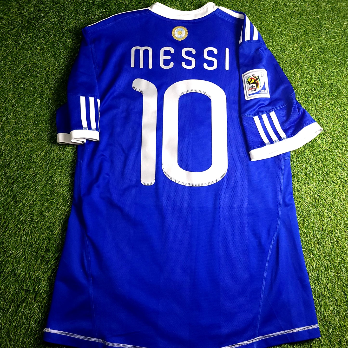 Messi Argentina 2010 WORLD CUP Away Soccer Jersey M SKU# P47053 AZB001 - ForeverSoccerJerseys