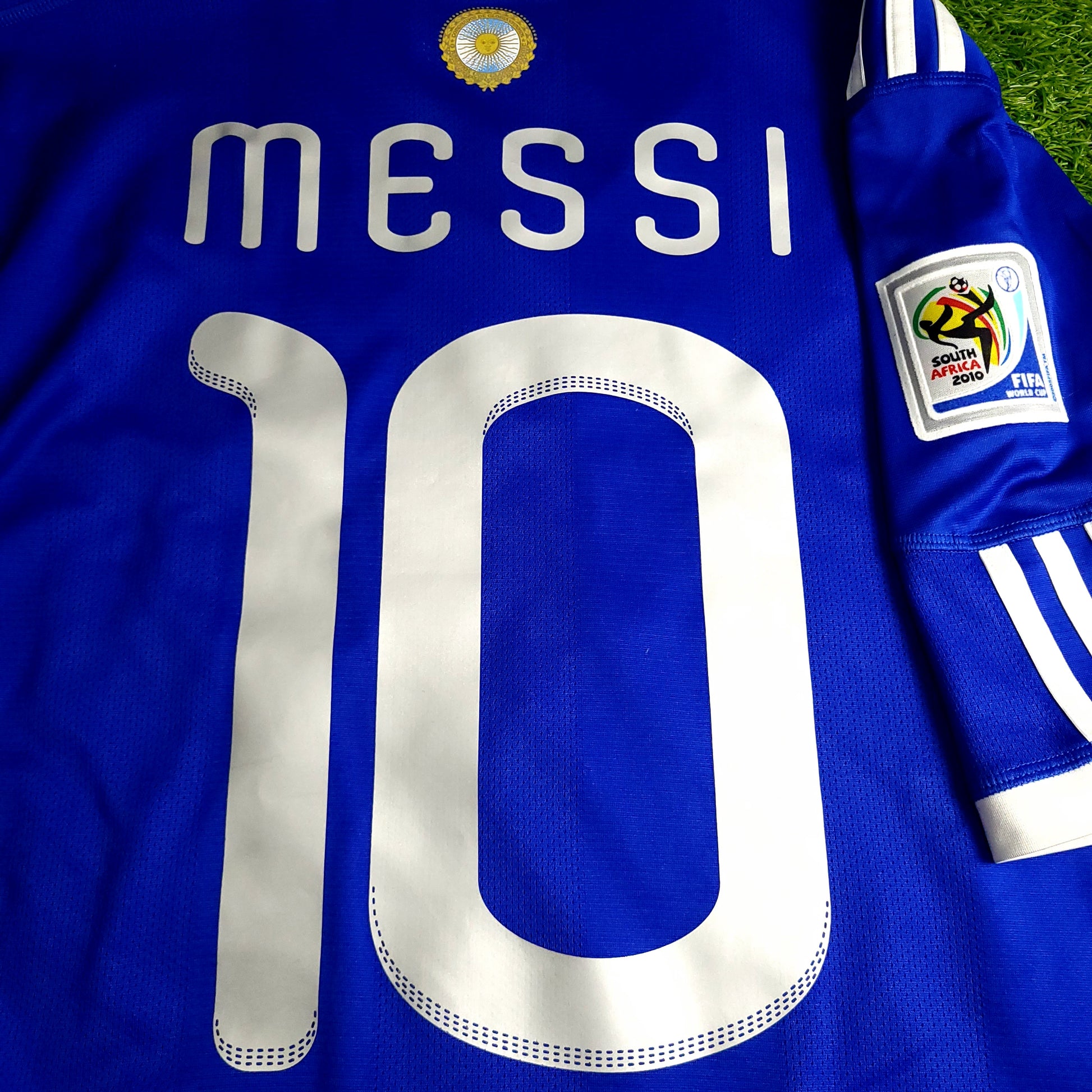 Messi Argentina 2010 WORLD CUP Away Soccer Jersey M SKU# P47053 AZB001 - ForeverSoccerJerseys