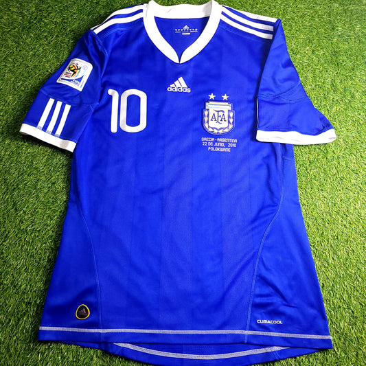 Messi Argentina 2010 WORLD CUP Away Soccer Jersey M SKU# P47053 AZB001 - ForeverSoccerJerseys