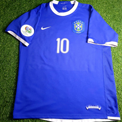 Ronaldinho Brazil 2006 World Cup Away Soccer Jersey L SKU# 103890 - ForeverSoccerJerseys