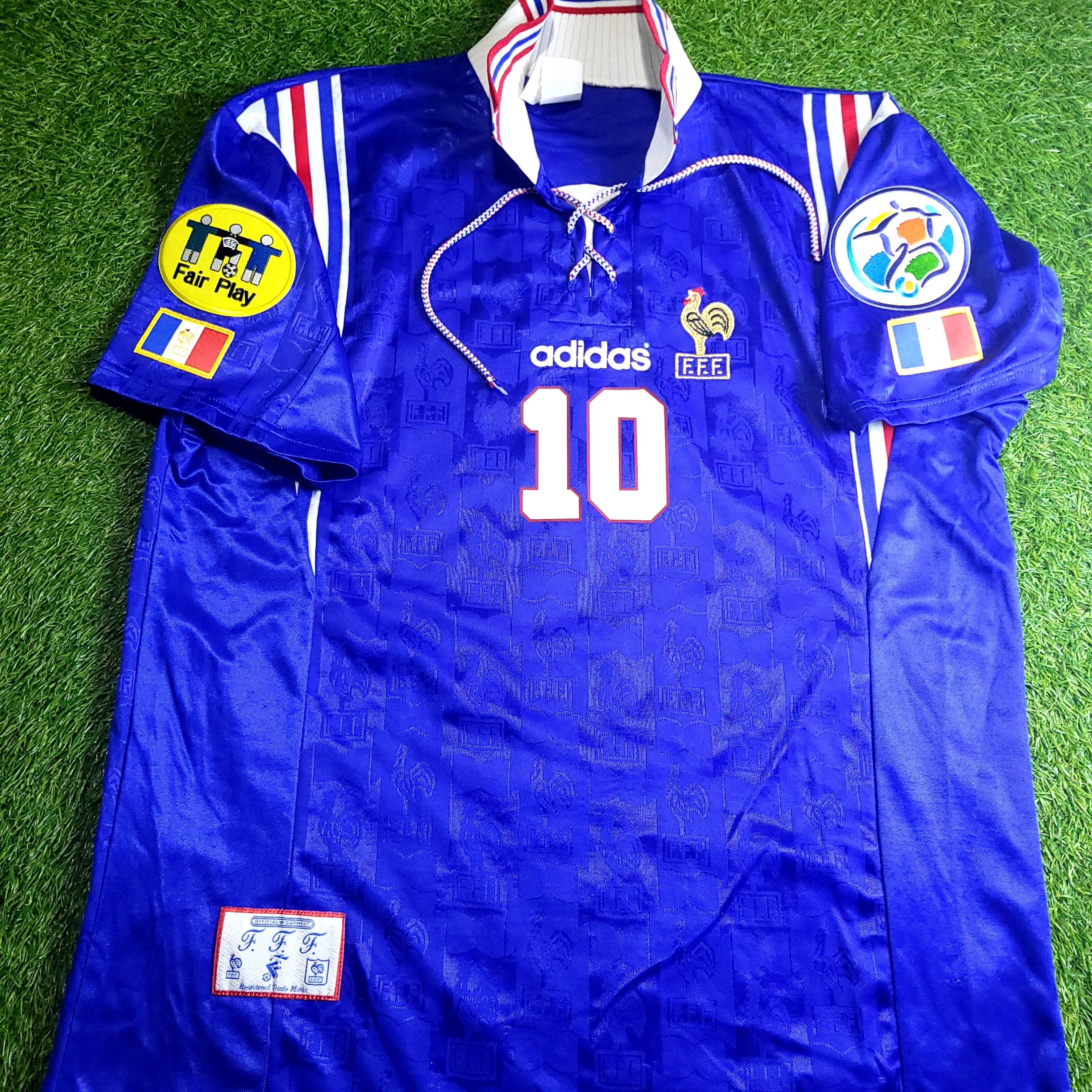 Zidane France Adidas 1996 EURO CUP Soccer Jersey XL